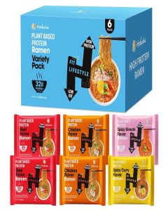 Hethstia High Protein Ramen Noodle Variety 6 Pack, 32g Plant-Based Protein