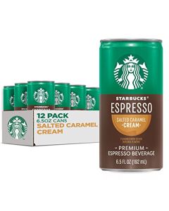 Starbucks Espresso and Cream Salted Caramel 65 fl oz Cans 12 Pack Iced Coffee Drink