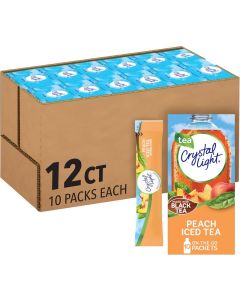 Crystal Light On the Go Peach Iced Tea Powdered Drink Mix - 120 Packets (12 Boxes of 10 Count)
