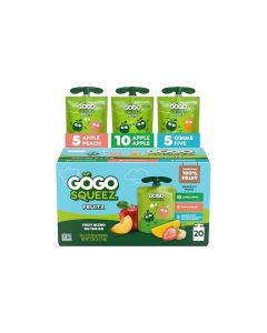 GoGo squeeZ Applesauce and Fruit Puree Variety Pack Apple Peach Gimme Five 32 oz Pack of 20 Unsweetened Fruit Snacks for Kids Gluten Free Nut Free BPA Free Pouches Packaging May Vary
