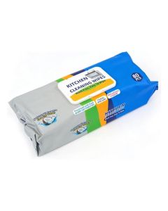 1 Pack Kitchen Wet Wipes with Coconut Oil Essence, 20x25cm Large Size, 80 Count, Spunlace Non-Woven Fabric, Food Grade Safe Cleaning Wipes with Lid