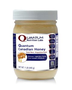 Quantum Nutrition Labs Canadian Honey - Raw Honey, Pure Honey, Raw Unpasteurized Honey, Unfiltered, 100% Pure, Sugar-Free, Unprocessed Wildflower Honey - 1 lb Jar