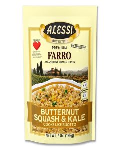 Alessi Autentico, Premium Seasoned Roman Grain Farro, Cooks Like Risotto, Heart Healthy, Easy to Prepare, 7oz (Butternut Squash & Kale, Pack of 6)
