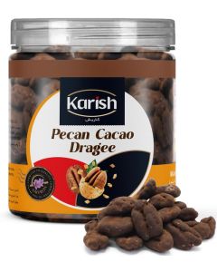 Karish Pecan Dragee Cacao 180g Jar – Crunchy Nut Snack Coated in Rich Cacao, Perfect for Gifting & Sharing