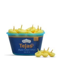 Shubhkart Tejas Ghee Diya with Batti Pack of 30 Diyas Readymade Ghee Wicks Diya Batti for Puja Festivals Other Religious Rituals Wax Free Pack of 1 30 Pieces