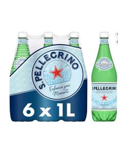 San Pellegrino Sparkling Natural Mineral Water, 6 x 1 Liter Bottles