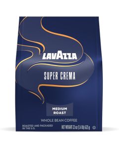 Lavazza Super Crema Whole Bean Coffee, Medium Espresso Roast, Arabica and Robusta Blend, 22 oz Bag