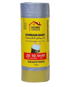 10 Gallons, Pack of 20-Pieces, Size 54*60 cm, Drawstring Garbage Bags Rolls, Bio-Degradable, Bin Liners with Ribbon Neck Tie