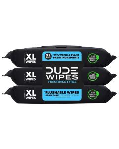 DUDE Wipes Flushable Wipes 3 Pack 144 Wipes Unscented ExtraLarge Adult Wet Wipes VitaminE Aloe Septic and Sewer Safe