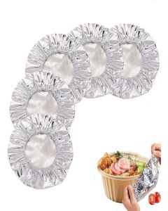 MVM Enterprise Aluminium Foil Film Insulation Cover 50PCS, Aluminium Foil Film Insulation Food Cover,Kitchen Fresh-Keeping Insulation Film,Fruit Cling Wrap,Elastic Bowl Covers