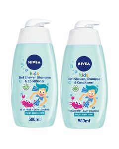 Kids 3in1 Shower Shampoo and Conditioner Bio Aloe Vera Magic Apple Scent 500ml Pack of 2