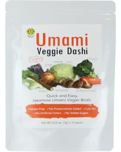 Kinjirushi Umami Veggie Broth Soup Packet Dashi Powder 2.47oz, (7g×10pcs) Miso Soup, Kombu, Ramen Broth, Udon Noodles, Seasoning Packet, No MSG, Gluten Free, Umami Seasoning, Instant Dashi, Veg Stock