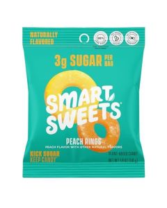 SmartSweets Peach Rings Low Sugar Gummy Candy 3g Low Calorie 130 GlutenFree 18oz Pack of 12 Packaging may vary