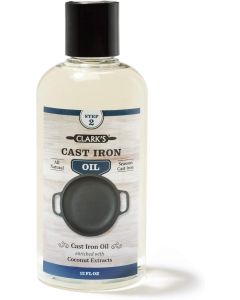 CLARK'S Cast Iron Seasoning Oil - 12 Ounces of 100% Plant-Based Coconut Oil for Cast Iron Cookware