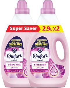 Comfort Fabric Softener, Flora Soft, 2.9L x 2 with Freshness-Burst Technology