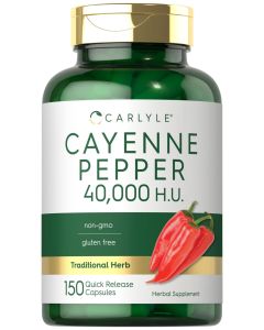 Carlyle Cayenne Pepper Capsules 40000 HU NonGMO and Gluten Free Supplement