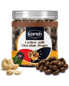 Karish Cashew Dragee Milk Chocolate 180g Jar – Crunchy Nut Snack Coated in Smooth Milk Chocolate, Perfect for Gifting & Sharing