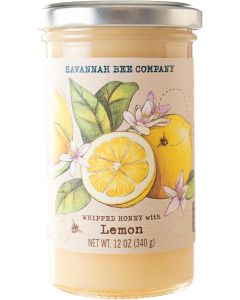 Savannah Bee Company Whipped Honey with Lemon - All Natural Spreadable Honey, 12 Ounce Jar