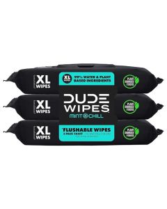 DUDE Wipes Flushable Wipes 3 Pack 144 Count Mint Chill ExtraLarge with VitaminE Aloe Eucalyptus Tea Tree Oils Septic and Sewer Safe