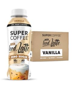 Super Coffee Ready To Drink Iced Coffee Vanilla Latte 12 Ounce Bottles Pack of 12 Low Net Carbs No Added Sugar Keto Friendly 10g of Protein Low Calorie Protein Coffee
