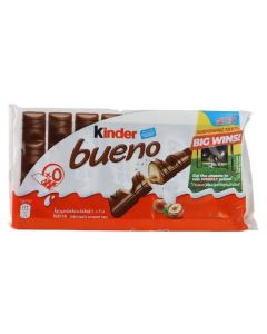 Kinder Bueno Krispy Wafer Chocolate Bars with Milk and Hazelnut - 10 Individually Wrapped Bars