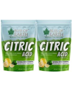 Bliss of Earth Citric Acid Powder 453g(Pack of 2) / Pure Fine Crystals Sour Salt for Cooking, Baking, Drinks & Candy / Powerful Limescale Remover, Descaler for Kettle, Cleaning, & DIY Bath Bombs