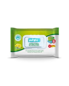 White anti-bacterial wet wipes with lemon scent 50 pulls