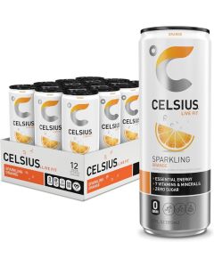 CELSIUS Sparkling Orange Fitness Drink - Pack of 12
