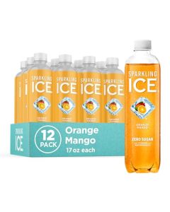 Sparkling Ice Orange Mango Sparkling Water Zero Sugar Flavored Water with Vitamins and Antioxidants Low Calorie Beverage 17 fl oz Bottles Pack of 12