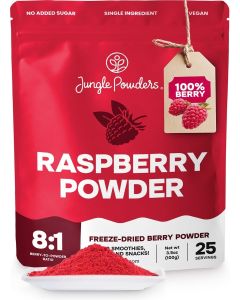 Jungle Powders Freeze Dried Raspberry Powder 100g/3.5oz 100% Natural Non GMO Vegan Friendly Pink Freeze Dried Raspberry Powder Red Berry Superfood Concentrate for Smoothies Baking Flavoring