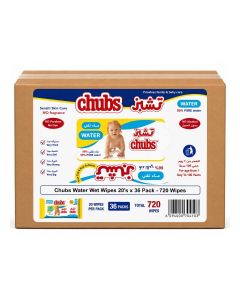 Chubs Water Wet Wipes 720's Pack of 20*36