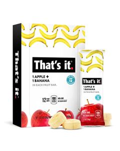 Thats it Apple Banana 100 Natural Real Fruit Bar Best High Fiber Vegan Gluten Free Healthy Snack Paleo for Children Adults Non GMO SugarFree No Preservatives Energy Food 12 Pack