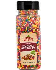 Chefs Select Decorative Rainbow Sprinkles Jimmies 14oz Value Size Gluten Free Certified