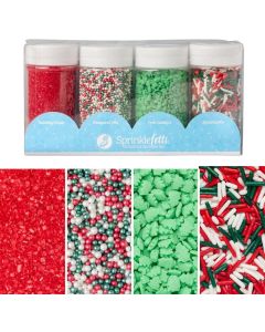 Sweets Indeed Christmas Sprinkles Mix – 10.90 oz Holiday Blend / Edible Jimmies, Nonpareils & Sugar Pearls