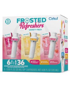 Cirkul Frosted Refreshers Variety Pack - Caffeine Flavor Water Mix, 6 Cartridges for 36 Drinks, Zero Sugar & Calories