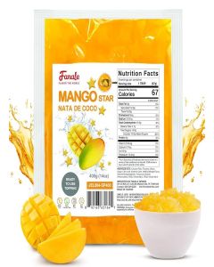 Fanale Coconut Jelly Topping nata de coco for Bubble Tea / Mango Star Jelly Topping for Boba Tea, Smoothies, Slushes, Desserts 400g(Pack Of 1)