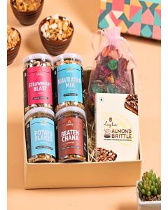 Omay Foods 6 Pcs Wonderful Delights Healthy Gift Hamper / Snacks, Chocolate & Potpourri / Corporate Gift for Clients & Employees / Birthday, Anniversary, Mom-to-Be Gift / Oil-Free