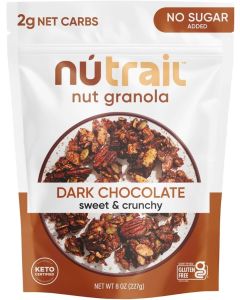 NuTrail Nut Granola Cereal with Dark Chocolate - No Sugar Added, Keto, Low Carb, Gluten Free, 8 oz
