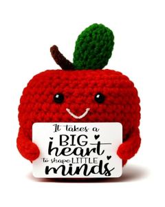 MAMAGIFTREE Teacher Appreciation Gifts Crochet Apple with Big Heart Unique Thank You Gifts for Daycare Kindergarten Preschool Teachers End of Year Back to School Gift for Teacher