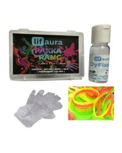 Prokart Lifaura Pakka Rang Kit Fabric Dye Includes Pack of 5 Sachets 5g Each 25g Pack 30g Dyfixer 2pair Gloves and 5 Rubber Band Pack of 5 Sachets ShadeA02 Sunglow Yellow
