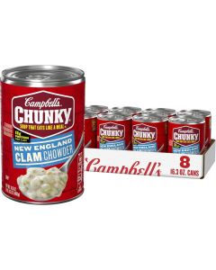 Campbell's Chunky New England Clam Chowder Soup, 16.3 Oz Can (Case of 8)