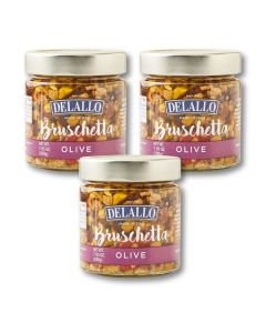 Olive Bruschetta, Made with Green and Black Olives, Gourmet Condiment, Ready to Use Ingredient, Made in Italy, Kosher, Non-GMO, Vegan, Gluten-Free, 7.05 oz Jar, (3 Pack)