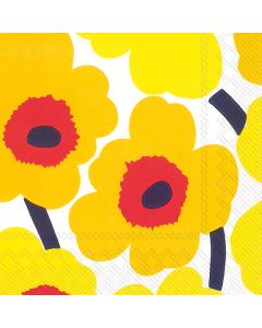 IHR Ideal Home Range Party Napkins Marimekko Disposable 3Ply Paper Lunch Napkin Pack 65 x 65 Unikko Dark Yellow 20Count
