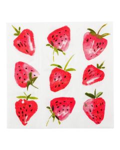 13 Inch Paper Luncheon Napkins 20 Strawberry Design Printed Napkins 3Ply Textured Edges White Paper Decorated Napkins Soft And Strong For Parties Or Catering Events Restaurantware
