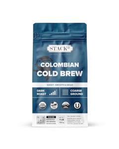Organic Cold Brew Coffee Coarse Ground 1 LB Colombian Supremo Reserve Flavor Dark Roast Coarse Grind 100 Arabica Beans Handcrafted Single Origin Micro Roast Direct Trade By Stack Street